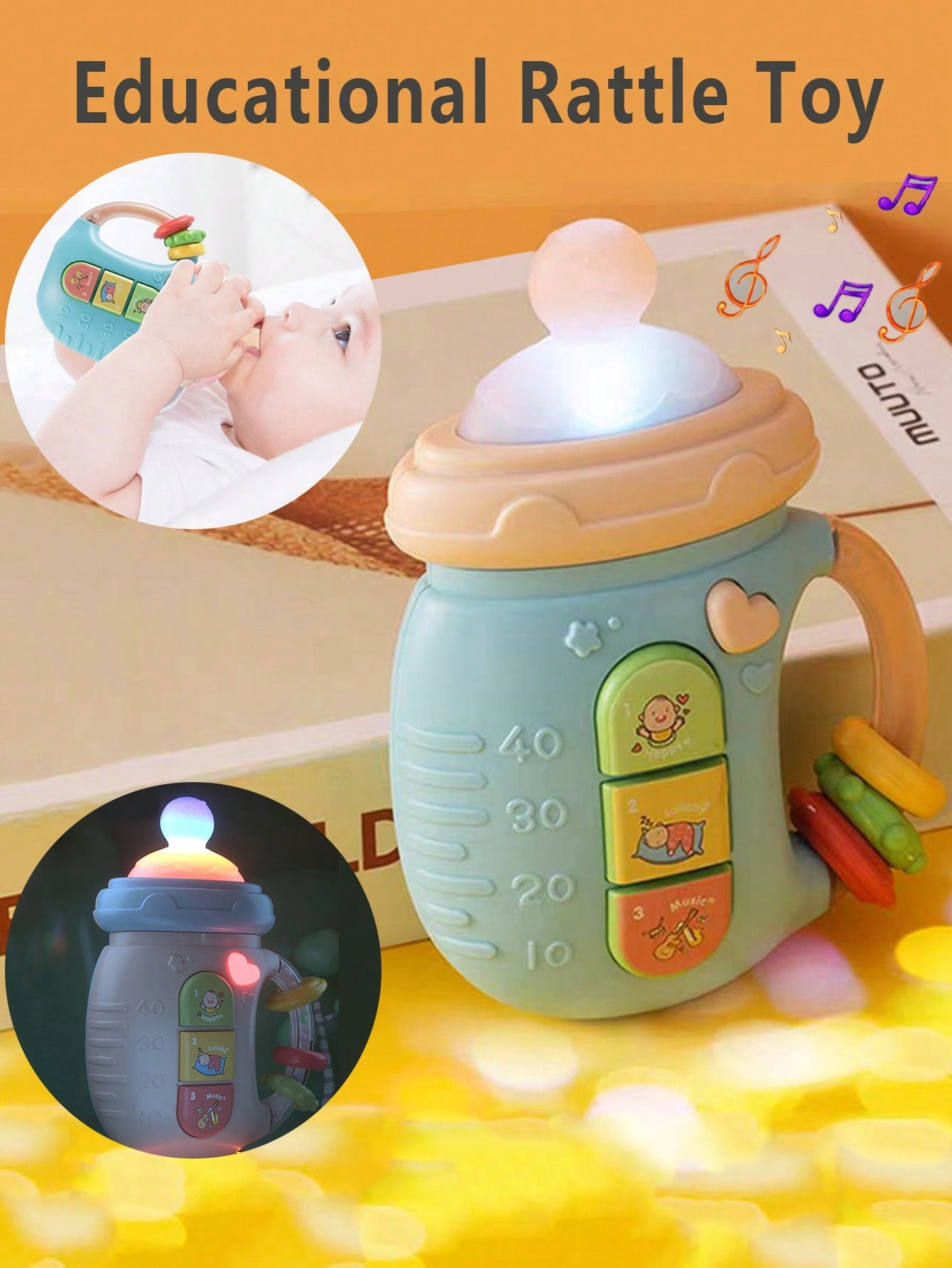 1pc Baby Pacifier Rattle Toy Educational With Light, Music And Sound For Soothing And Calming Infants, Newborns And Toddlers