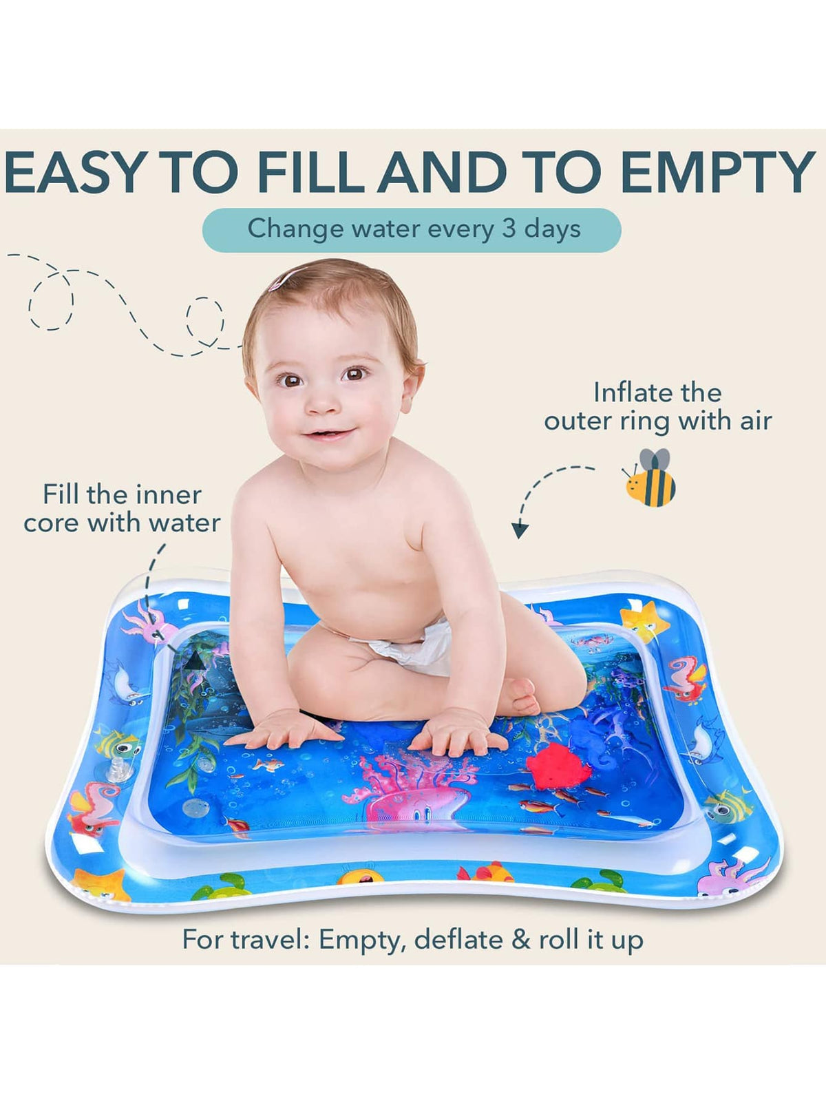 1PC Baby Water Pad Crawling Training Pat Baby Inflatable Pat Water Mat Climbing Mat, Thickened Children's Water Pat Cushion