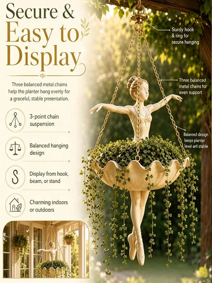 1pc Ballerina Hanging Flower Pot, Ballerina Shaped Planter, Suitable For Succulents, Outdoor Garden Decor, Outdoor Garden Supplies, Home Decor, Lightweight Chain Hook Planter, Balcony, Porch Decor, Re