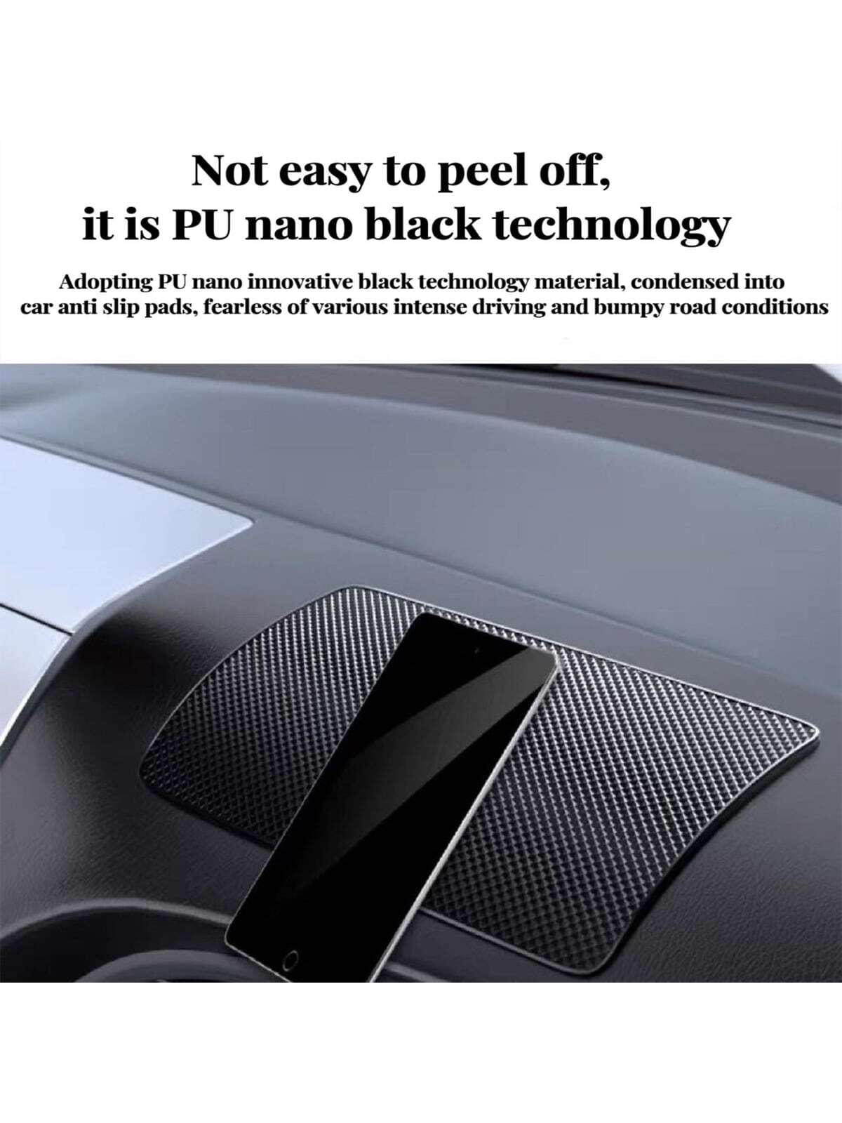 1pc Black Anti-slip Car Phone Holder Mat Silicone Pad For Car Interior, Resistant To High Temperature Fit For Center Console Dashboard