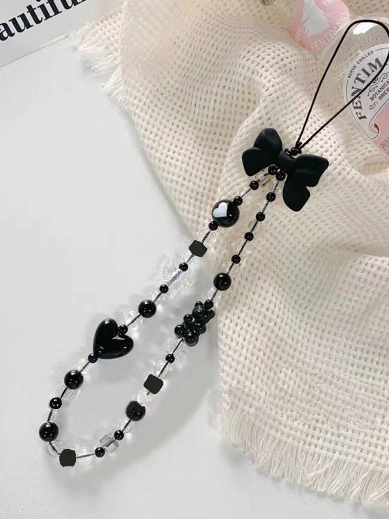 1pc Black Bow, Transparent Beading, Handmade Beading, Fashionable, All-Matching, Simple Style Design, Compatible Bag, Decoration, Key Chain, Camera Accessories, Specially Designed For Women (The Color