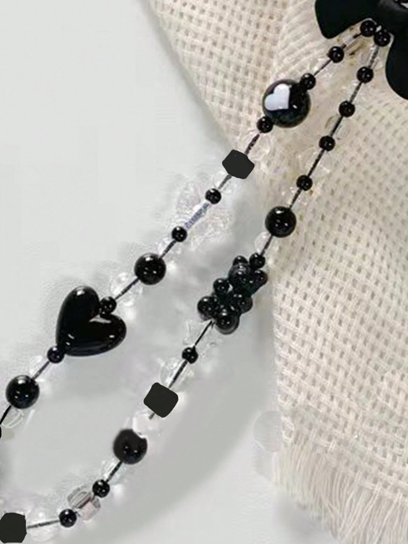 1pc Black Bow, Transparent Beading, Handmade Beading, Fashionable, All-Matching, Simple Style Design, Compatible Bag, Decoration, Key Chain, Camera Accessories, Specially Designed For Women (The Color