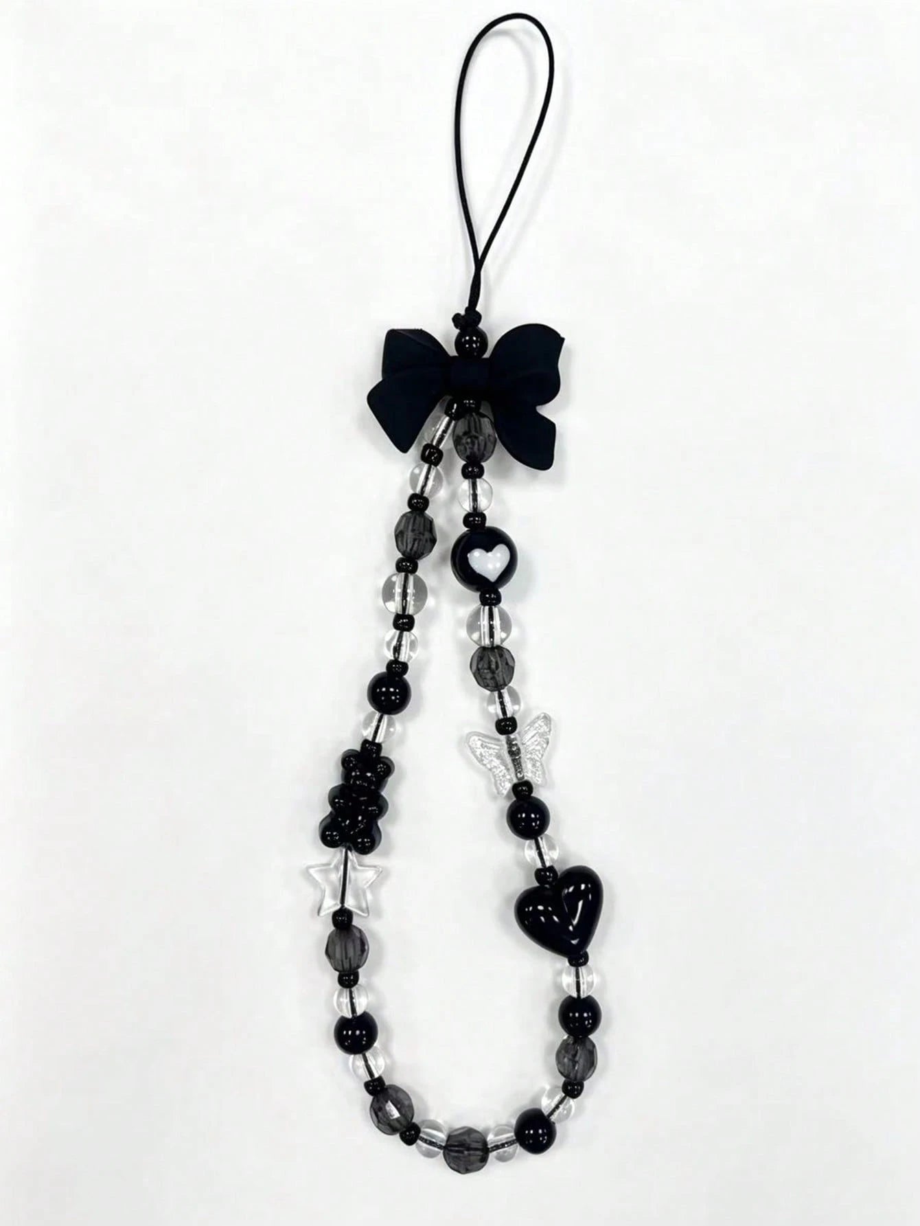 1pc Black Bow, Transparent Beading, Handmade Beading, Fashionable, All-Matching, Simple Style Design, Compatible Bag, Decoration, Key Chain, Camera Accessories, Specially Designed For Women (The Color