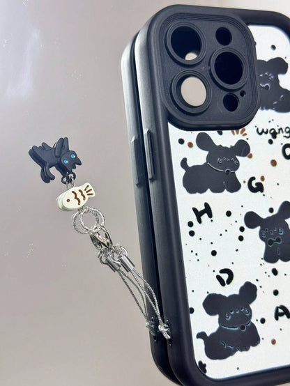 1pc Black Cat Not Eating Fish Cute Phone Hanging Decor, Minimalist & Accessory For Women Daily Use Gifts For Mother, Family, Friends, Birthday, Holiday Phone Charm, Phone Chain