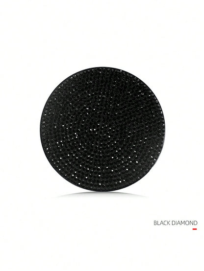 1pc Black Crystal Rhinestone Silicone Cup Mat, Anti-Slip Car Interior Decoration Coaster, Storage Slot Pad