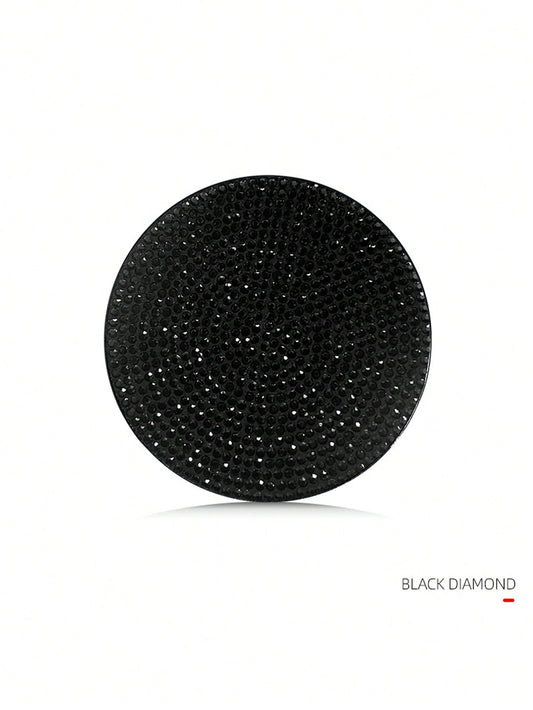 1pc Black Crystal Rhinestone Silicone Cup Mat, Anti-Slip Car Interior Decoration Coaster, Storage Slot Pad