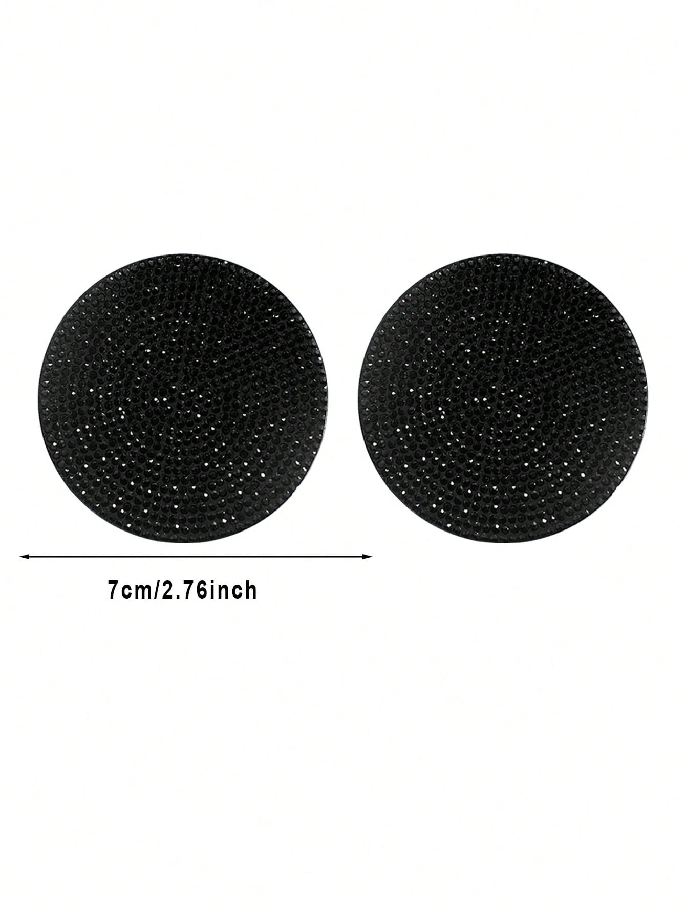 1pc Black Crystal Rhinestone Silicone Cup Mat, Anti-Slip Car Interior Decoration Coaster, Storage Slot Pad