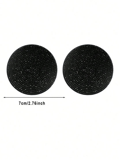 1pc Black Crystal Rhinestone Silicone Cup Mat, Anti-Slip Car Interior Decoration Coaster, Storage Slot Pad