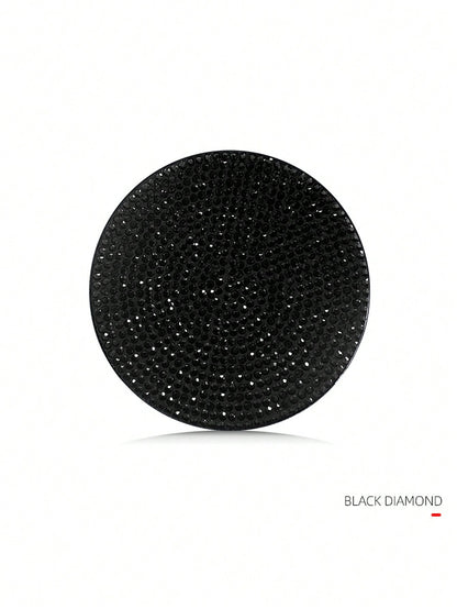 1pc Black Crystal Rhinestone Silicone Cup Mat, Anti-Slip Car Interior Decoration Coaster, Storage Slot Pad