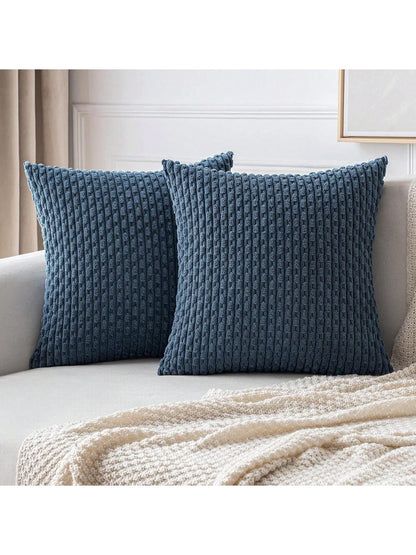 1pc Bohemian Striped Pillow Case (Does Not Include Pillow Core) Soft Corduroy Embossed 3D Stripe Solid Color Decorative Cushion Cover, Suitable For Sofa, Bedroom, Bed, Daily Use Throughout All Four Se