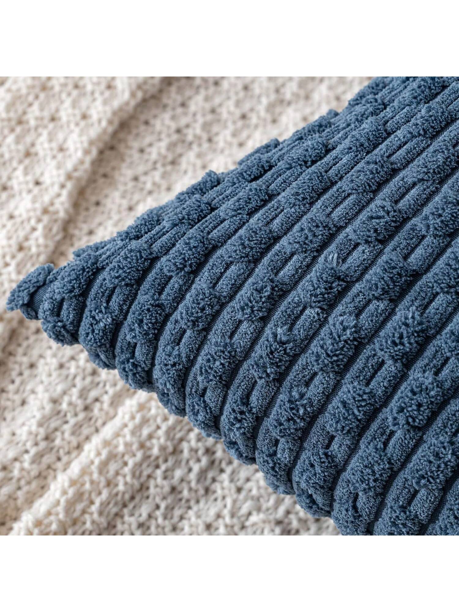 1pc Bohemian Striped Pillow Case (Does Not Include Pillow Core) Soft Corduroy Embossed 3D Stripe Solid Color Decorative Cushion Cover, Suitable For Sofa, Bedroom, Bed, Daily Use Throughout All Four Se