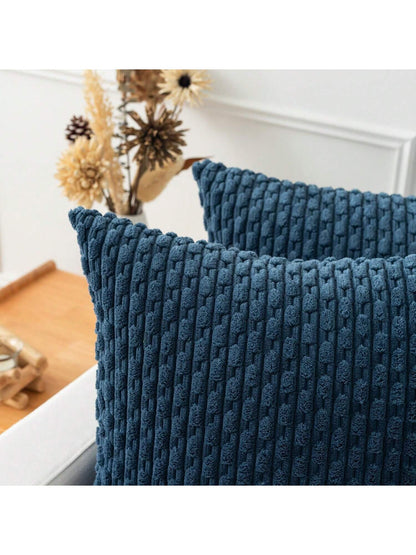 1pc Bohemian Striped Pillow Case (Does Not Include Pillow Core) Soft Corduroy Embossed 3D Stripe Solid Color Decorative Cushion Cover, Suitable For Sofa, Bedroom, Bed, Daily Use Throughout All Four Se