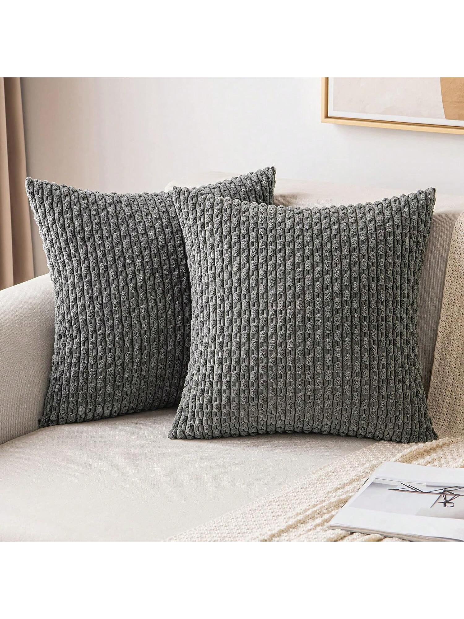 1pc Bohemian Striped Pillow Case (Does Not Include Pillow Core) Soft Corduroy Embossed 3D Stripe Solid Color Decorative Cushion Cover, Suitable For Sofa, Bedroom, Bed, Daily Use Throughout All Four Se