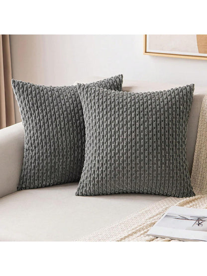 1pc Bohemian Striped Pillow Case (Does Not Include Pillow Core) Soft Corduroy Embossed 3D Stripe Solid Color Decorative Cushion Cover, Suitable For Sofa, Bedroom, Bed, Daily Use Throughout All Four Se
