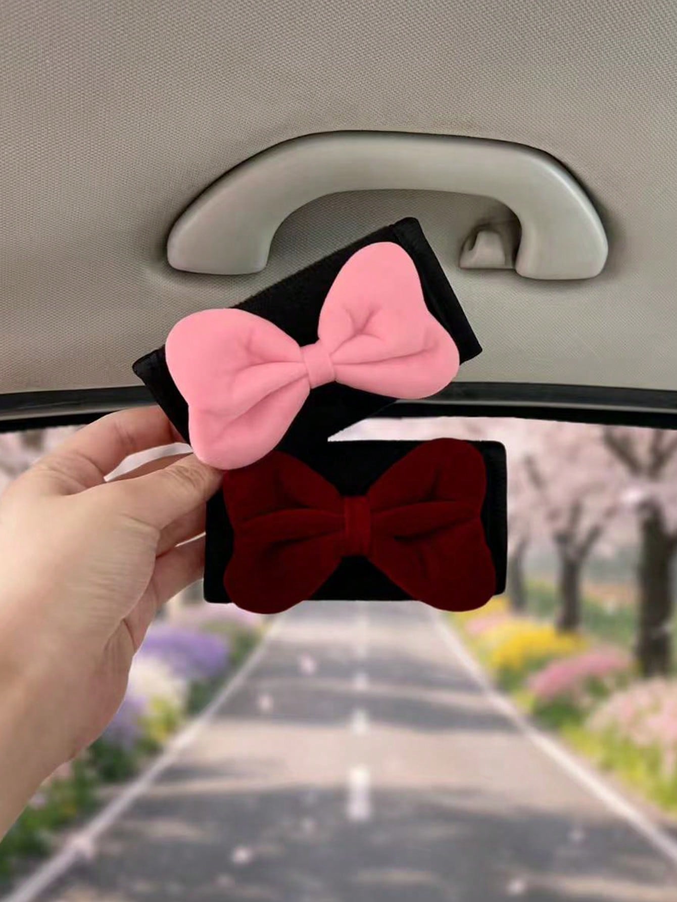 1PC Bow Handle Cover Car Door Handle Protector Decorative Cover Cute Bow Ornament Universal Fit