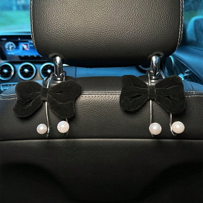 1pc Bowknot Pearl Car Seat Back Storage Hook Bag- Rear Seat Multi-Functional Storage Net, Women's Car Interior Accessory