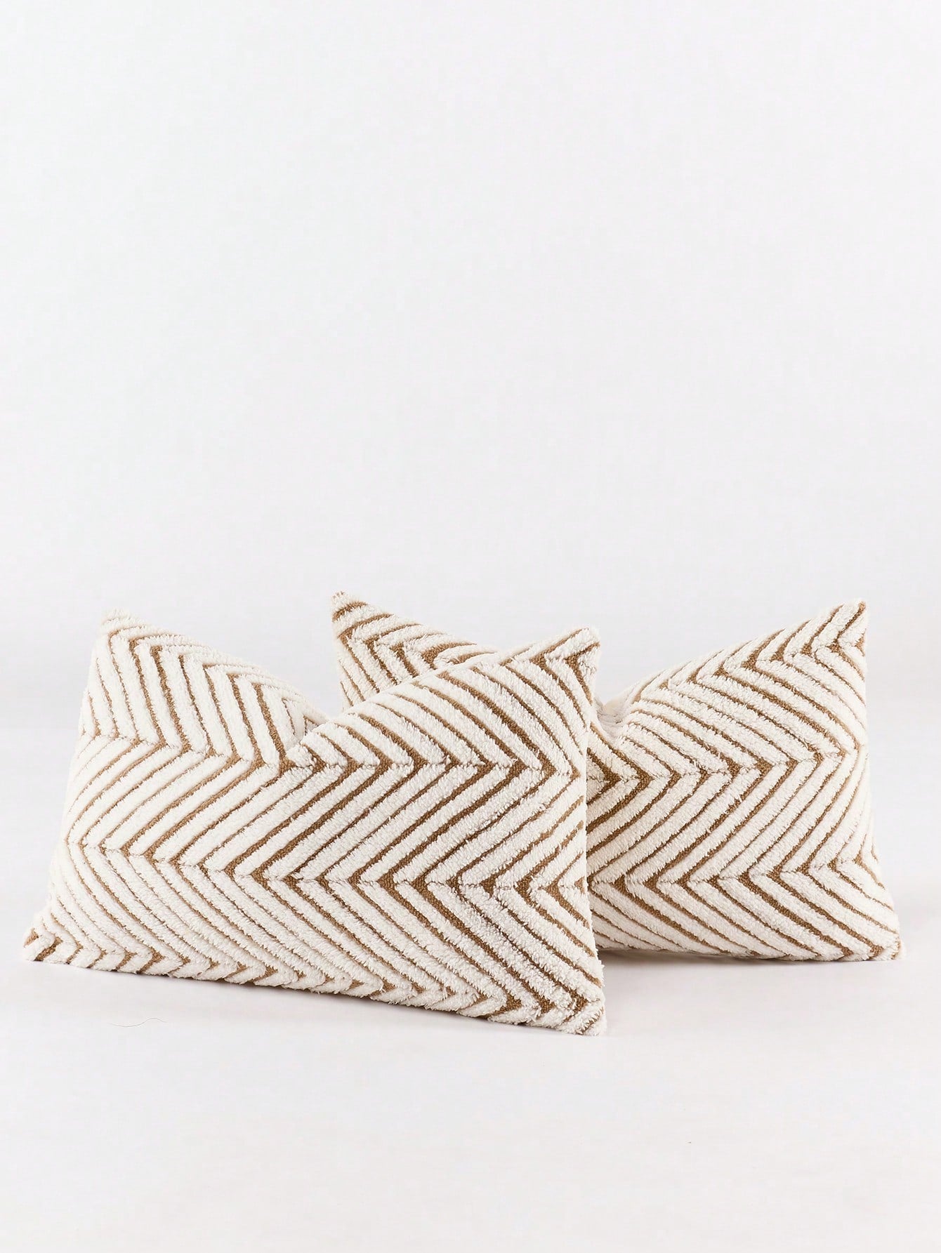 1pc Brown & White Bohemian Geometric Plush Decorative Pillow Cover (Pillow Insert Not Included), Reverse Side In Fleece Fabric, Square Cushion Cover, Holiday Home Pillow Decor, Soft & Comfortable Plus