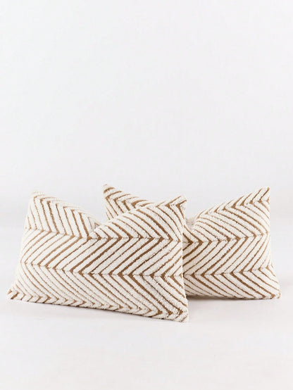 1pc Brown & White Bohemian Geometric Plush Decorative Pillow Cover (Pillow Insert Not Included), Reverse Side In Fleece Fabric, Square Cushion Cover, Holiday Home Pillow Decor, Soft & Comfortable Plus
