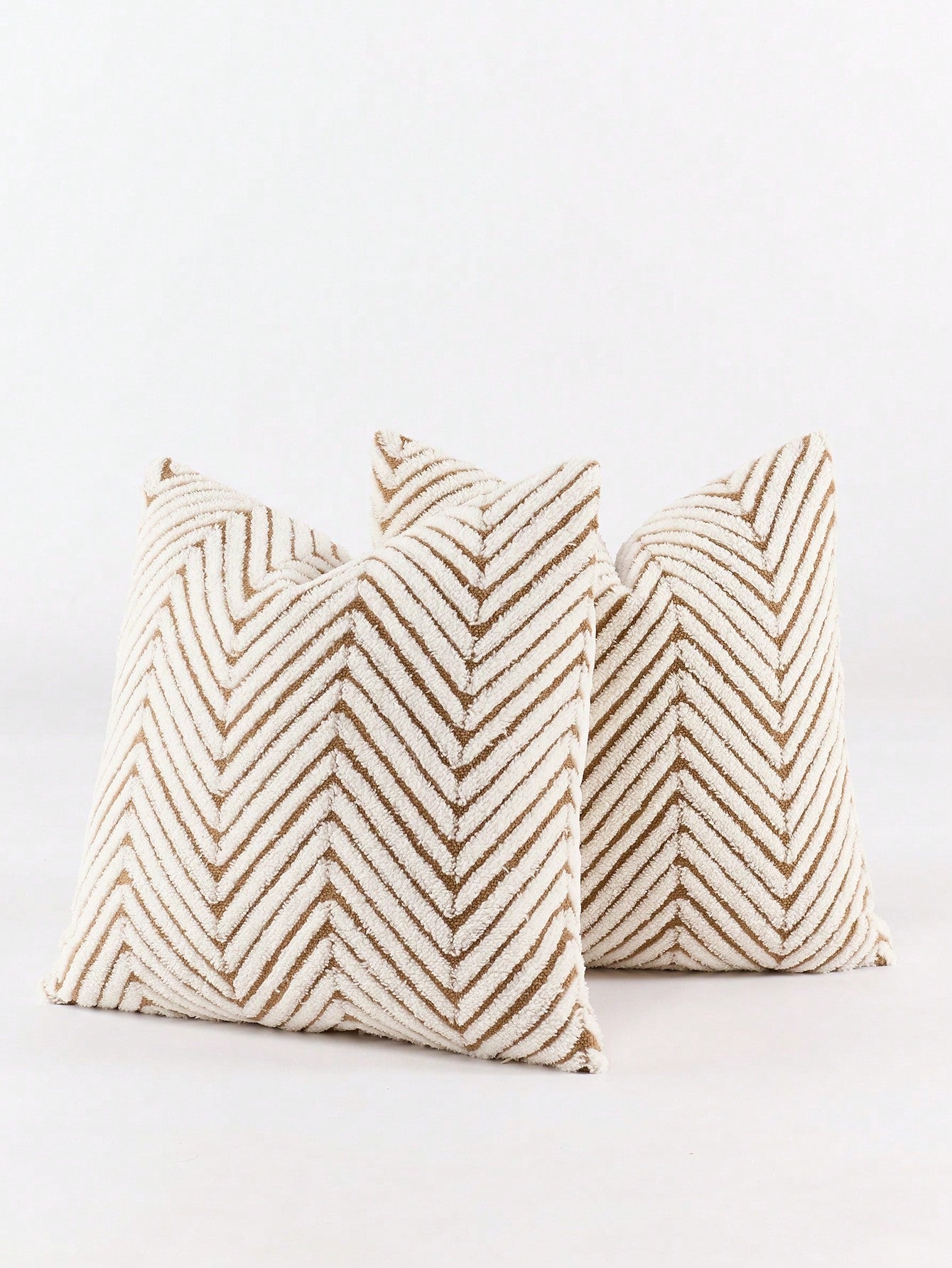 1pc Brown & White Bohemian Geometric Plush Decorative Pillow Cover (Pillow Insert Not Included), Reverse Side In Fleece Fabric, Square Cushion Cover, Holiday Home Pillow Decor, Soft & Comfortable Plus