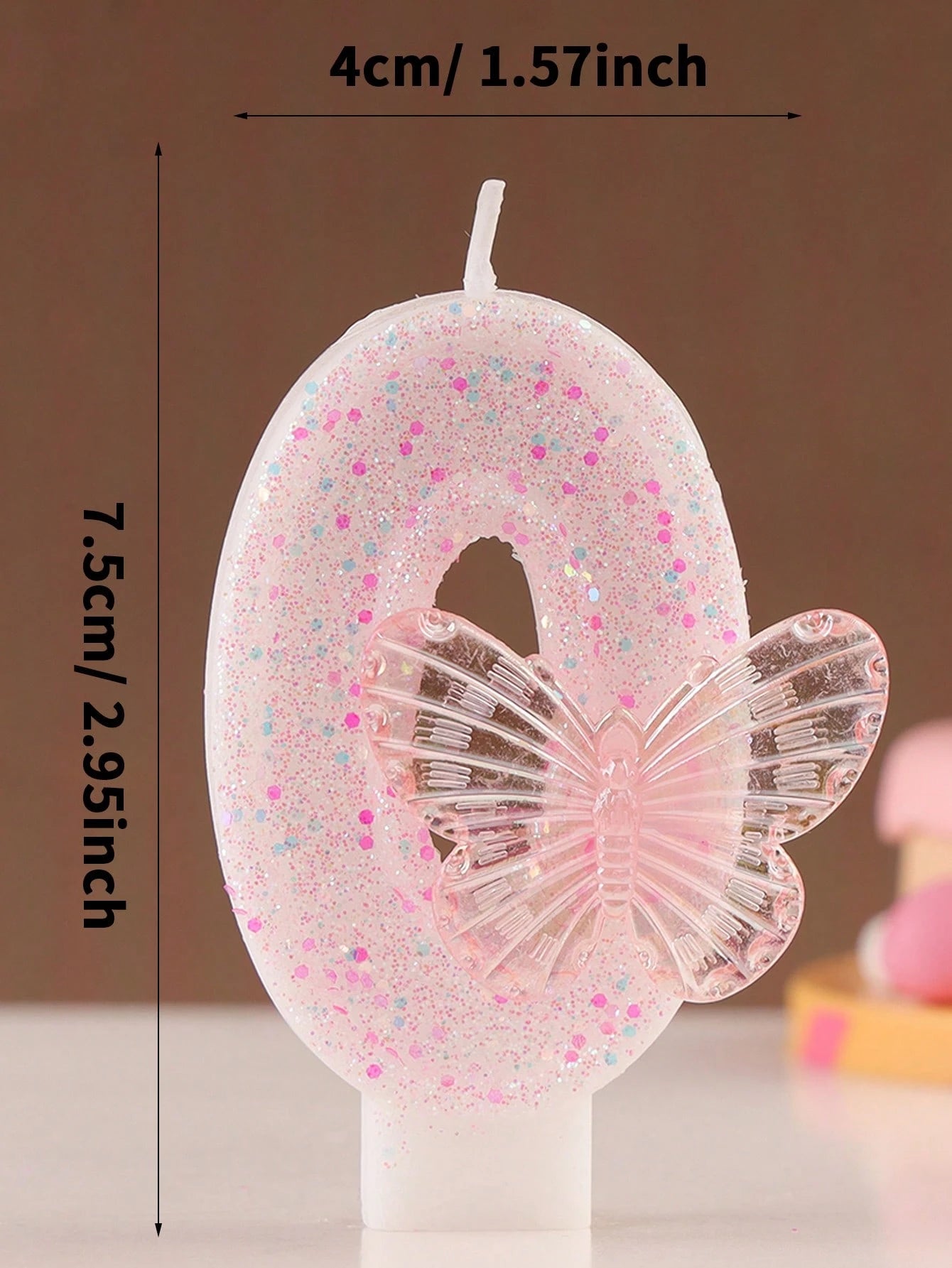 1pc Butterfly Shaped Glittering Number Birthday Candle Sparkling Happy Birthday Celebration Candles Butterfly Designed Birthday Number Candles (0-9)