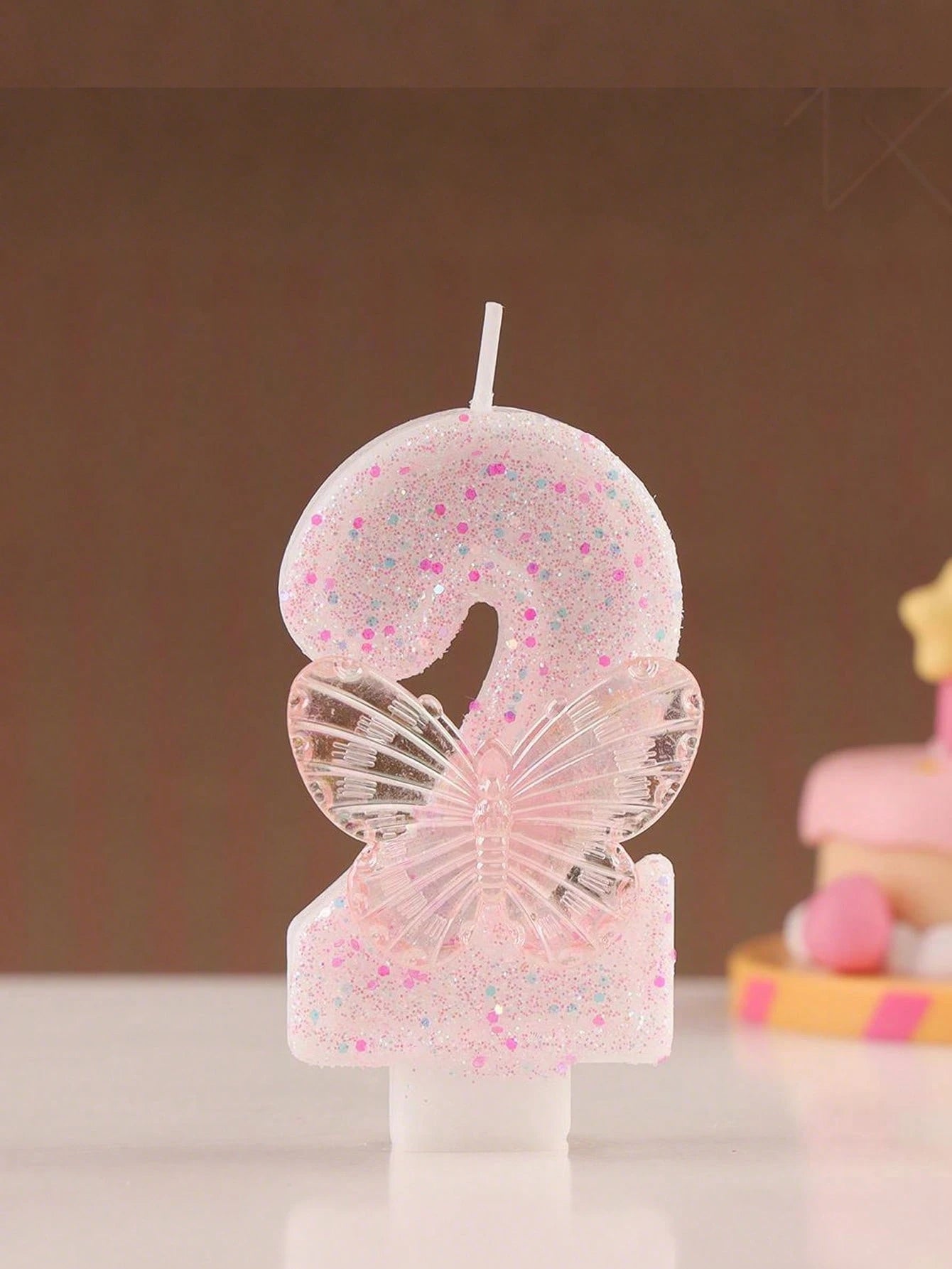 1pc Butterfly Shaped Glittering Number Birthday Candle Sparkling Happy Birthday Celebration Candles Butterfly Designed Birthday Number Candles (0-9)