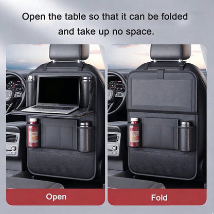 1pc Car Back Seat Organizer Storage Bag With Small Table, Black/Grey 2 Colors Optional, Car Seat Back Storage Rack Organizer Bag, Universal Car Back Storage Organizer