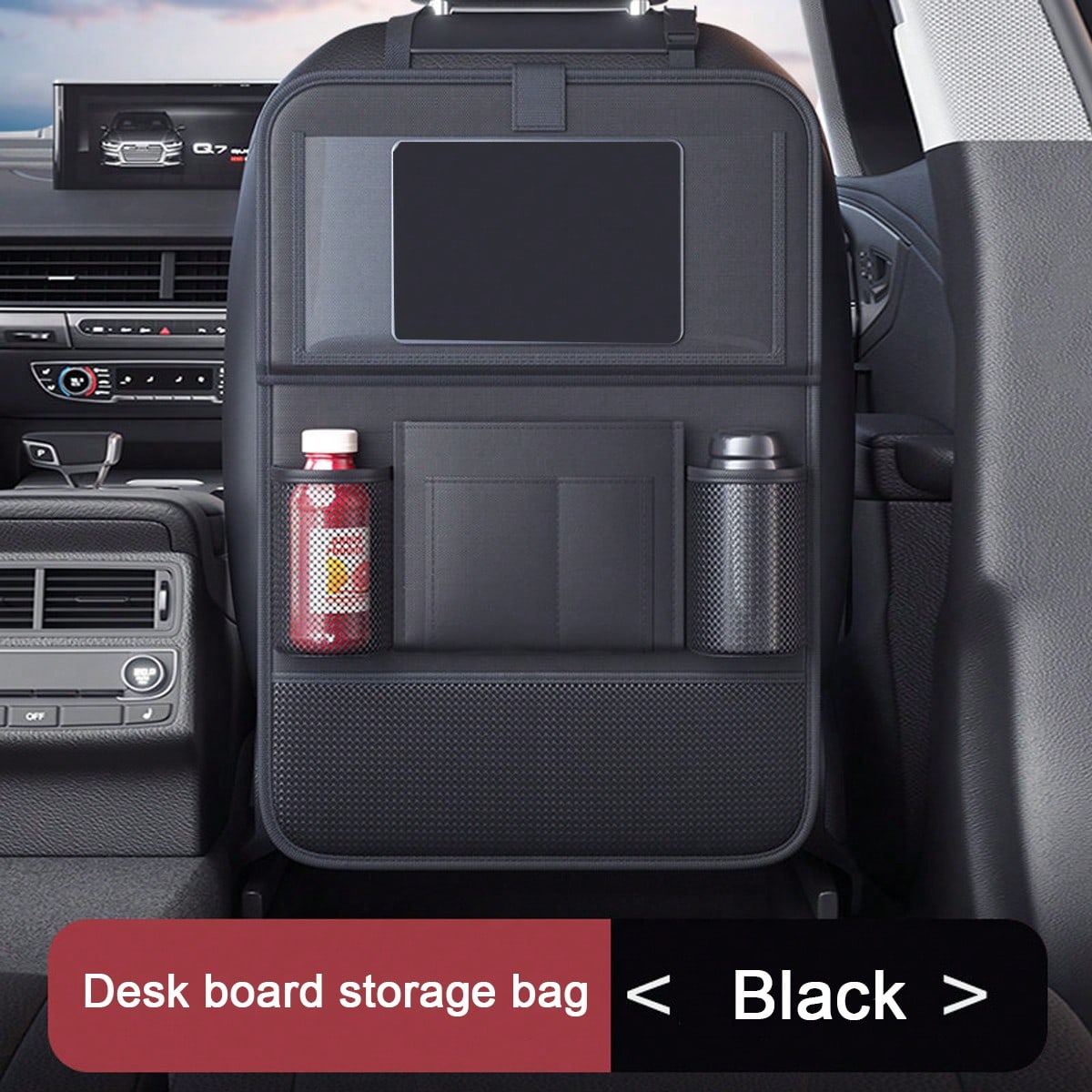 1pc Car Back Seat Organizer Storage Bag With Small Table, Black/Grey 2 Colors Optional, Car Seat Back Storage Rack Organizer Bag, Universal Car Back Storage Organizer