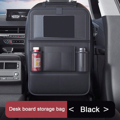 1pc Car Back Seat Organizer Storage Bag With Small Table, Black/Grey 2 Colors Optional, Car Seat Back Storage Rack Organizer Bag, Universal Car Back Storage Organizer