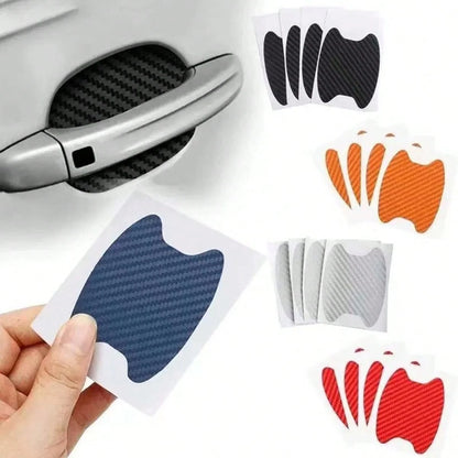 1pc Car Door Handle Sticker Protective Film Carbon Fiber Handle Wrap Sticker 4pcs