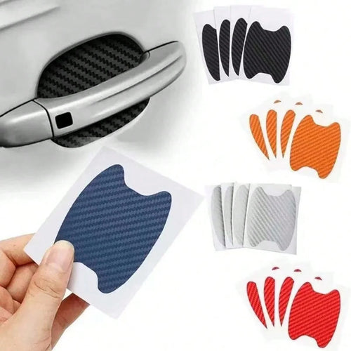 1pc Car Door Handle Sticker Protective Film Carbon Fiber Handle Wrap Sticker 4pcs
