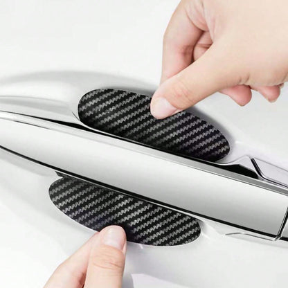 1pc Car Door Handle Sticker Protective Film Carbon Fiber Handle Wrap Sticker 4pcs