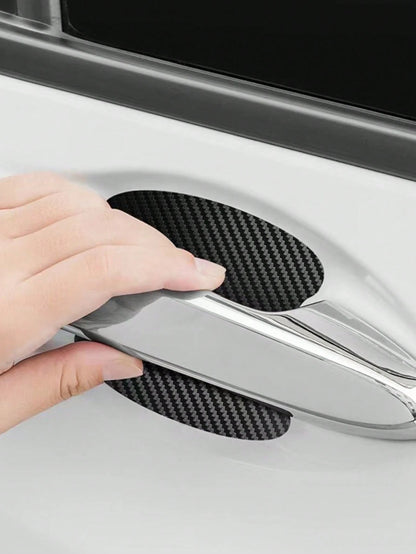 1pc Car Door Handle Sticker Protective Film Carbon Fiber Handle Wrap Sticker 4pcs