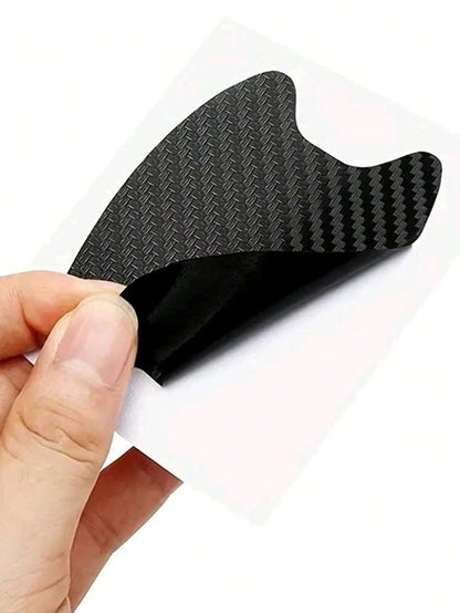1pc Car Door Handle Sticker Protective Film Carbon Fiber Handle Wrap Sticker 4pcs