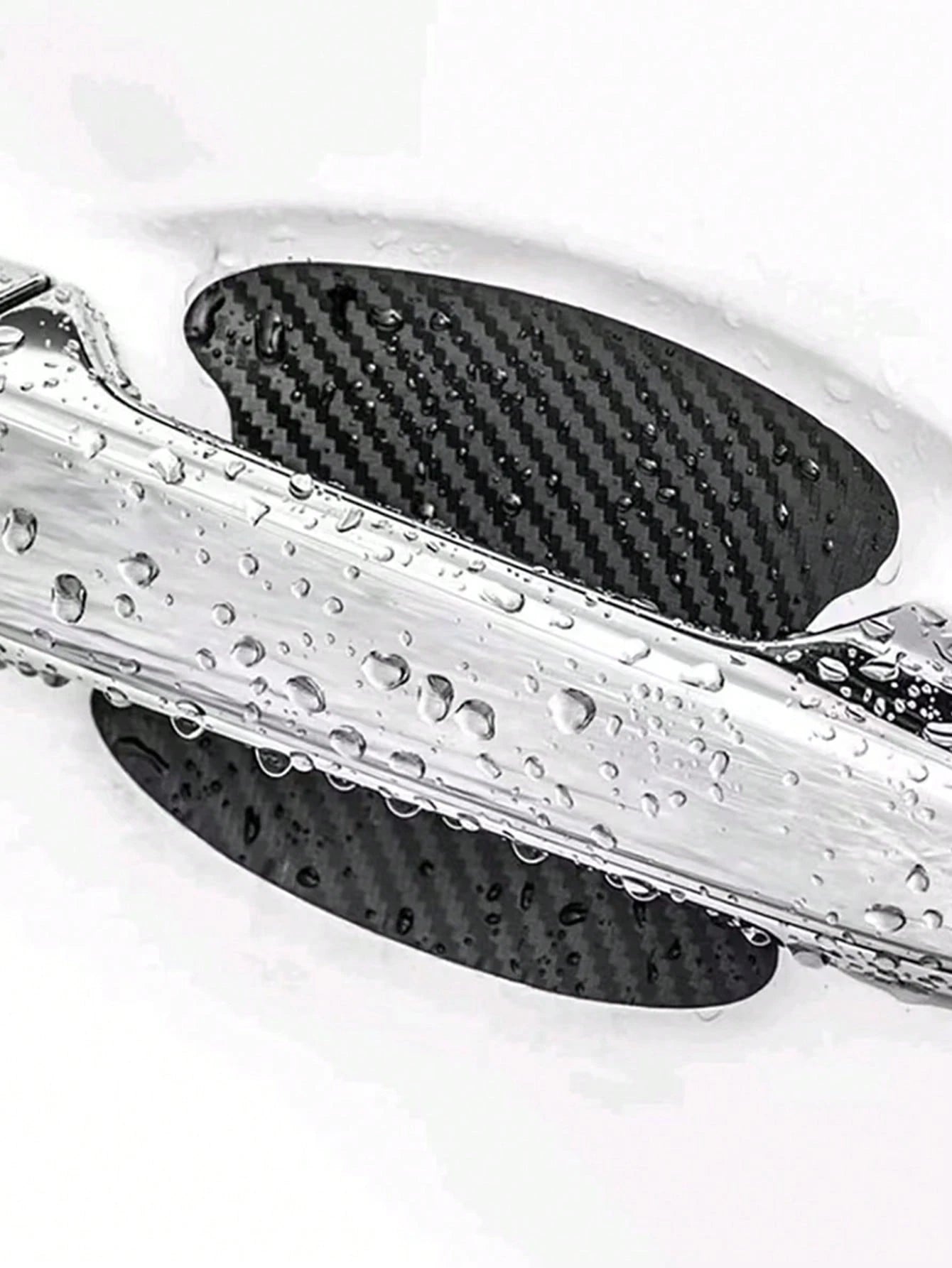 1pc Car Door Handle Sticker Protective Film Carbon Fiber Handle Wrap Sticker 4pcs