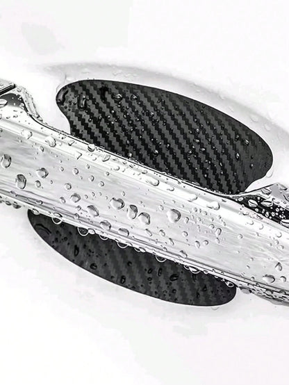 1pc Car Door Handle Sticker Protective Film Carbon Fiber Handle Wrap Sticker 4pcs