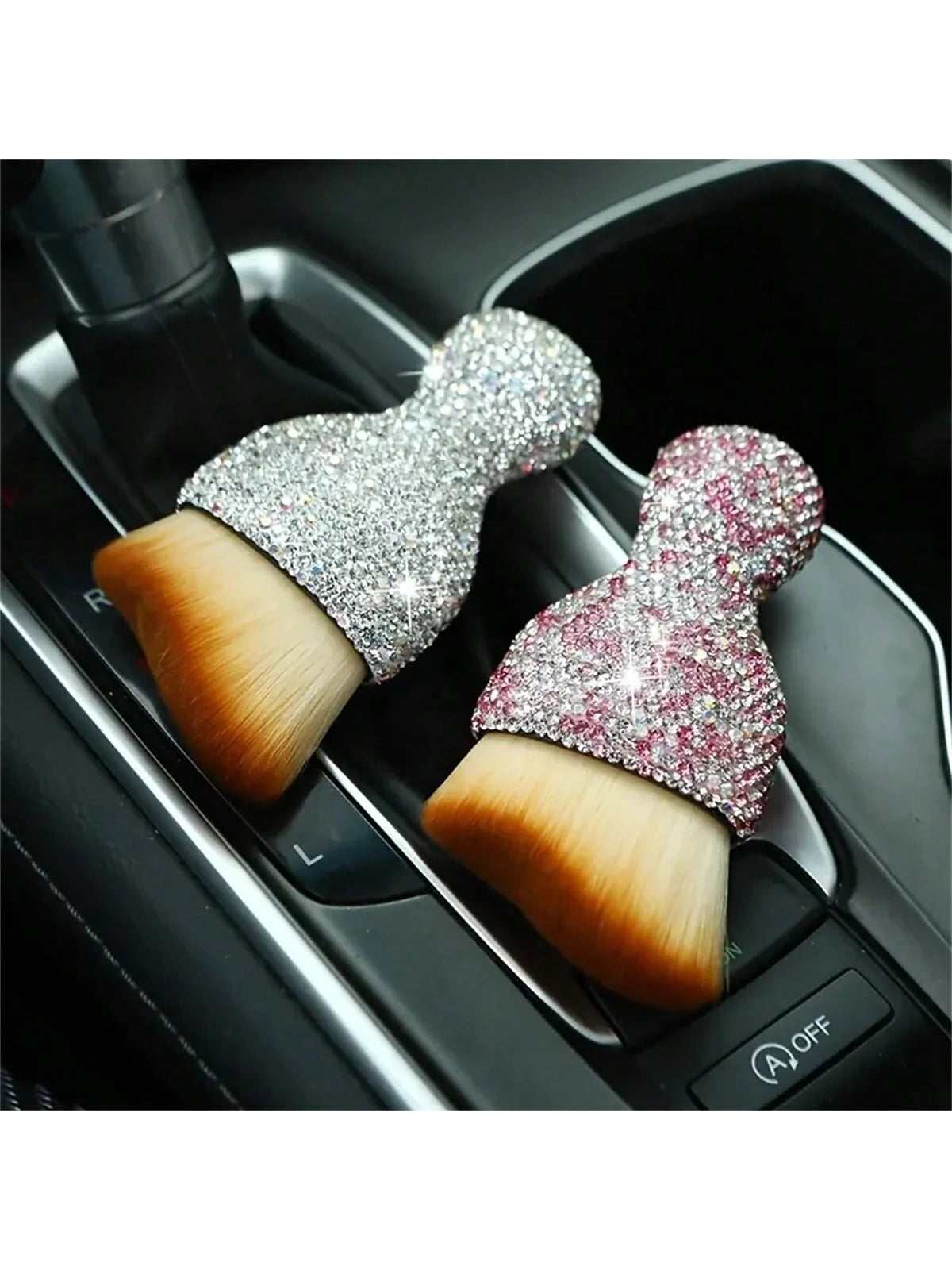1pc Car Interior Dusting Brush, Glitter Rhinestone Handle Soft Bristle Cleaning Brush Auto Computer Keyboard Duster