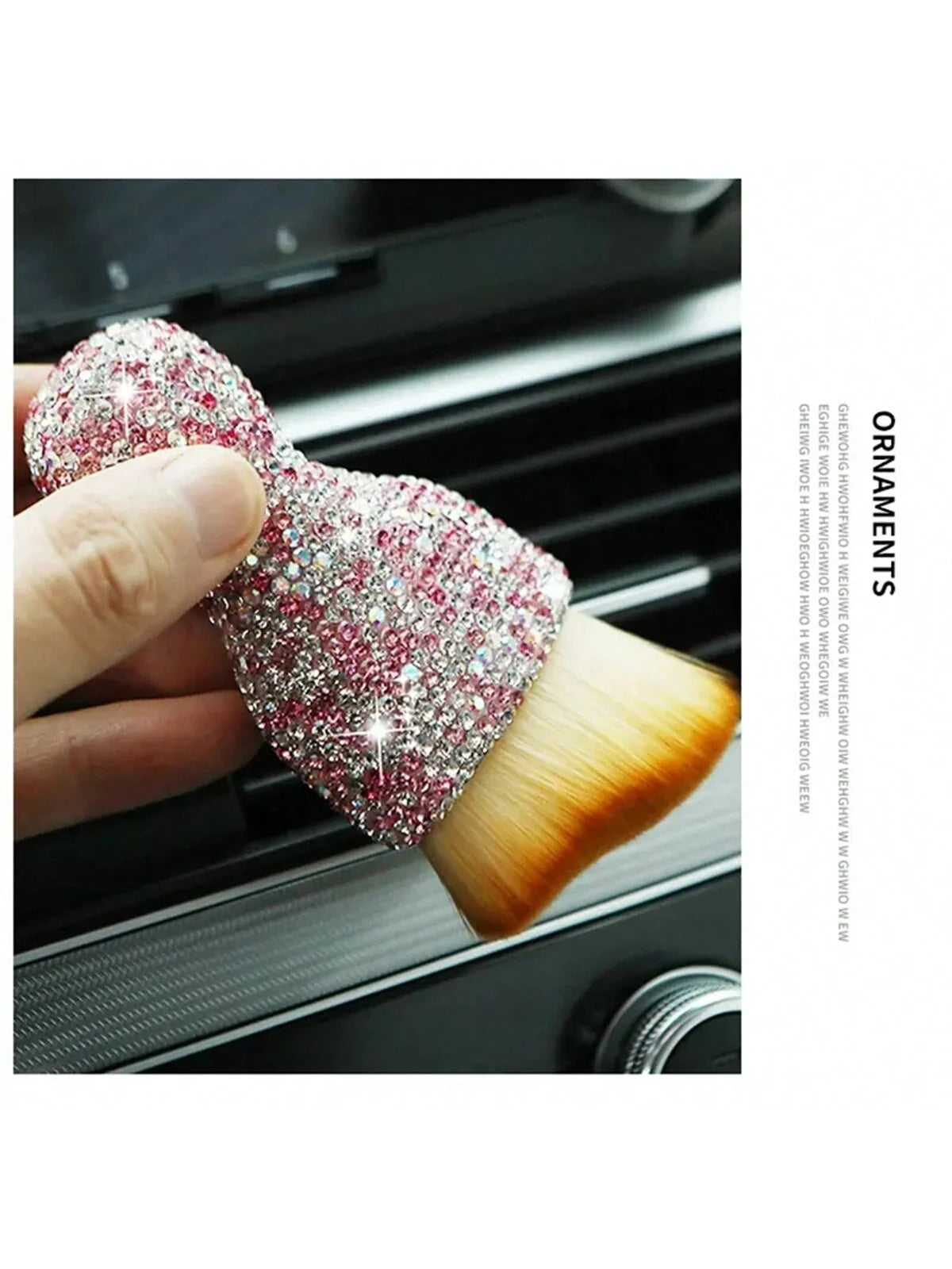 1pc Car Interior Dusting Brush, Glitter Rhinestone Handle Soft Bristle Cleaning Brush Auto Computer Keyboard Duster