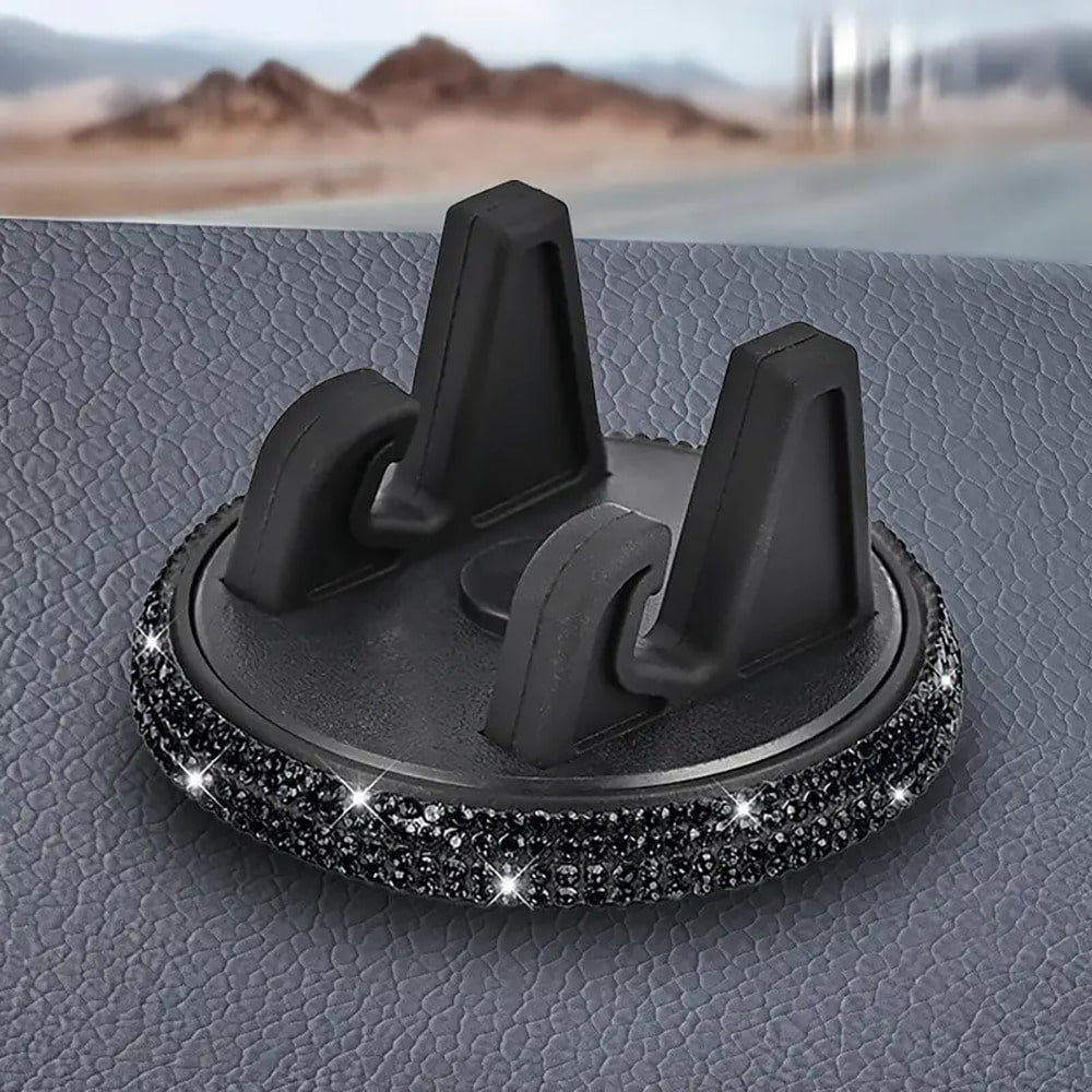 1pc Car Phone Holder, Rhinestone Car Phone Mount, 360° Adjustable Car Dashboard Phone Holder, Self-Adhesive Car Phone Holder, Suitable For Most Phones