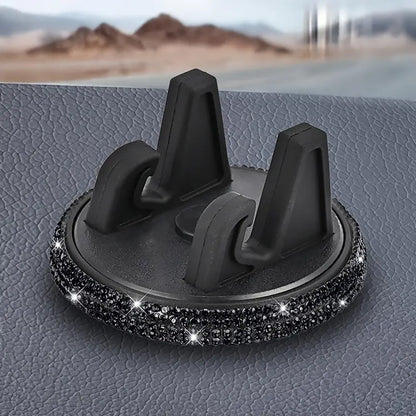 1pc Car Phone Holder, Rhinestone Car Phone Mount, 360° Adjustable Car Dashboard Phone Holder, Self-Adhesive Car Phone Holder, Suitable For Most Phones