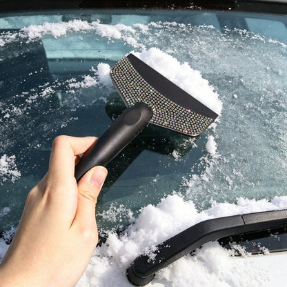1pc Car Rhinestone Ice Scraper With Long Handle, Frost Remover Brush For Windshield, Stainless Steel Scraper, Car Winter Accessory Suitable For Cars, Trucks, SUVs, Snow Shovel
