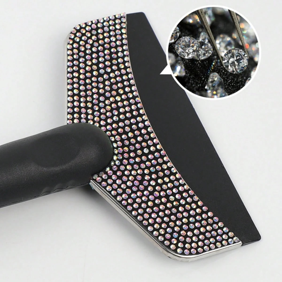 1pc Car Rhinestone Ice Scraper With Long Handle, Frost Remover Brush For Windshield, Stainless Steel Scraper, Car Winter Accessory Suitable For Cars, Trucks, SUVs, Snow Shovel