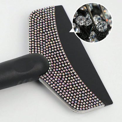 1pc Car Rhinestone Ice Scraper With Long Handle, Frost Remover Brush For Windshield, Stainless Steel Scraper, Car Winter Accessory Suitable For Cars, Trucks, SUVs, Snow Shovel
