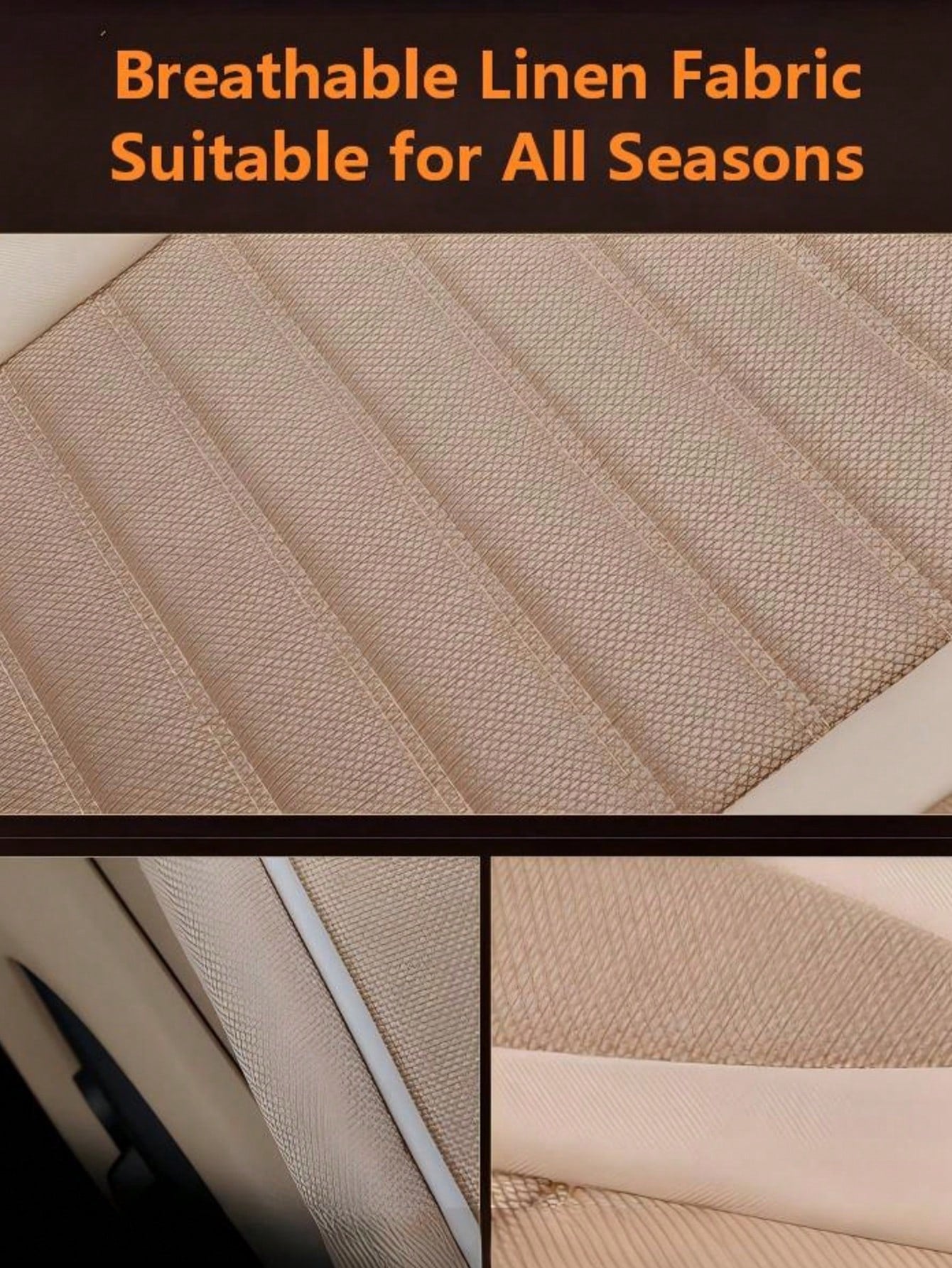 1pc Car Seat Cover, Linen Material, All Season Breathable, Fits Most 4-Door Sedans And SUVs, Luxury Models, Affordable, Auto Accessories