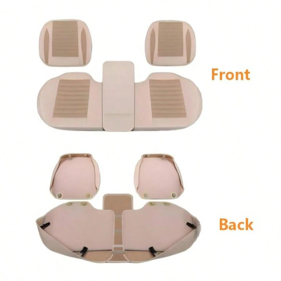 1pc Car Seat Cover, Linen Material, All Season Breathable, Fits Most 4-Door Sedans And SUVs, Luxury Models, Affordable, Auto Accessories
