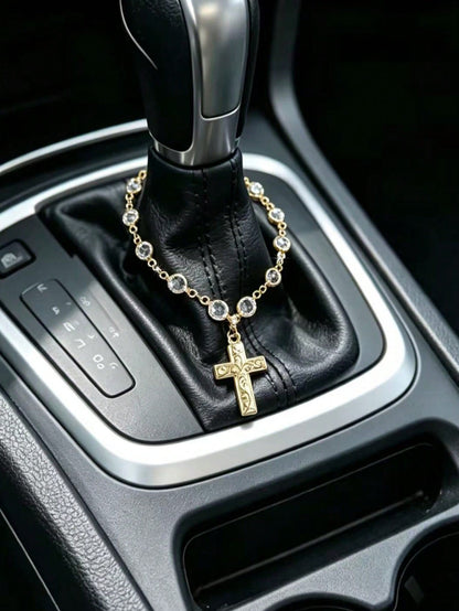 1pc Car Steering Wheel Decorative Chain Cross Chrysanthemum Decoration Interior Decoration Accessories