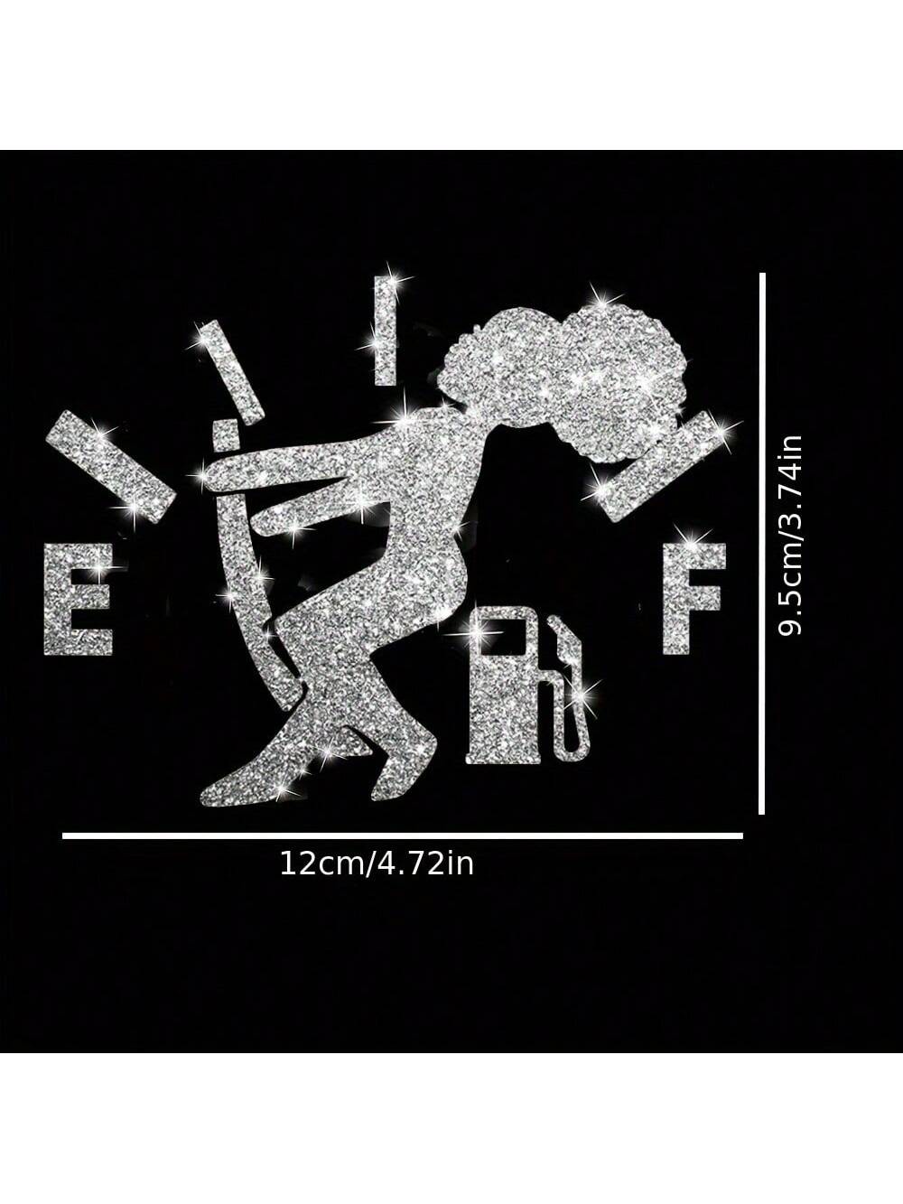 1pc Car Sticker, Fuel Consumption Sticker, Shiny Fuel Tank Cover Sticker, Car Body Fuel Tank Cover Decorative Sticker, Cartoon Reflective Personalized Car Sticker