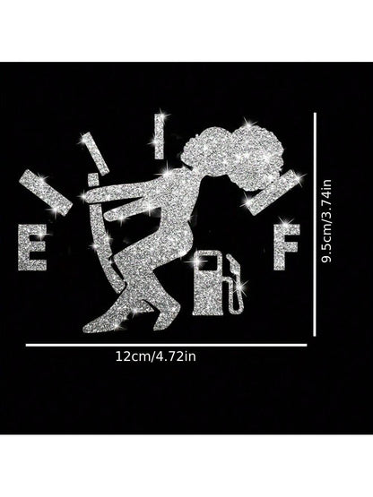 1pc Car Sticker, Fuel Consumption Sticker, Shiny Fuel Tank Cover Sticker, Car Body Fuel Tank Cover Decorative Sticker, Cartoon Reflective Personalized Car Sticker