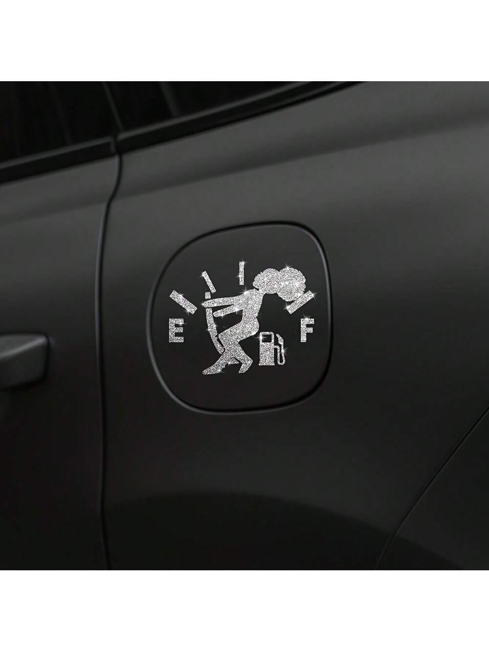 1pc Car Sticker, Fuel Consumption Sticker, Shiny Fuel Tank Cover Sticker, Car Body Fuel Tank Cover Decorative Sticker, Cartoon Reflective Personalized Car Sticker