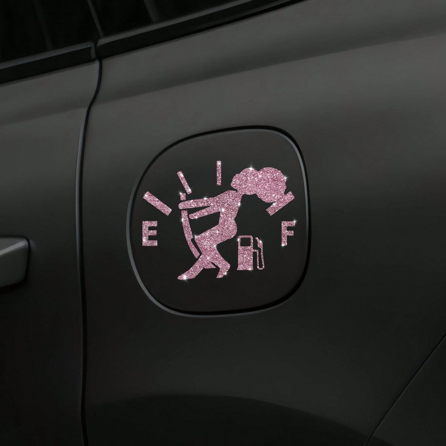 1pc Car Sticker, Fuel Consumption Sticker, Shiny Fuel Tank Cover Sticker, Car Body Fuel Tank Cover Decorative Sticker, Cartoon Reflective Personalized Car Sticker
