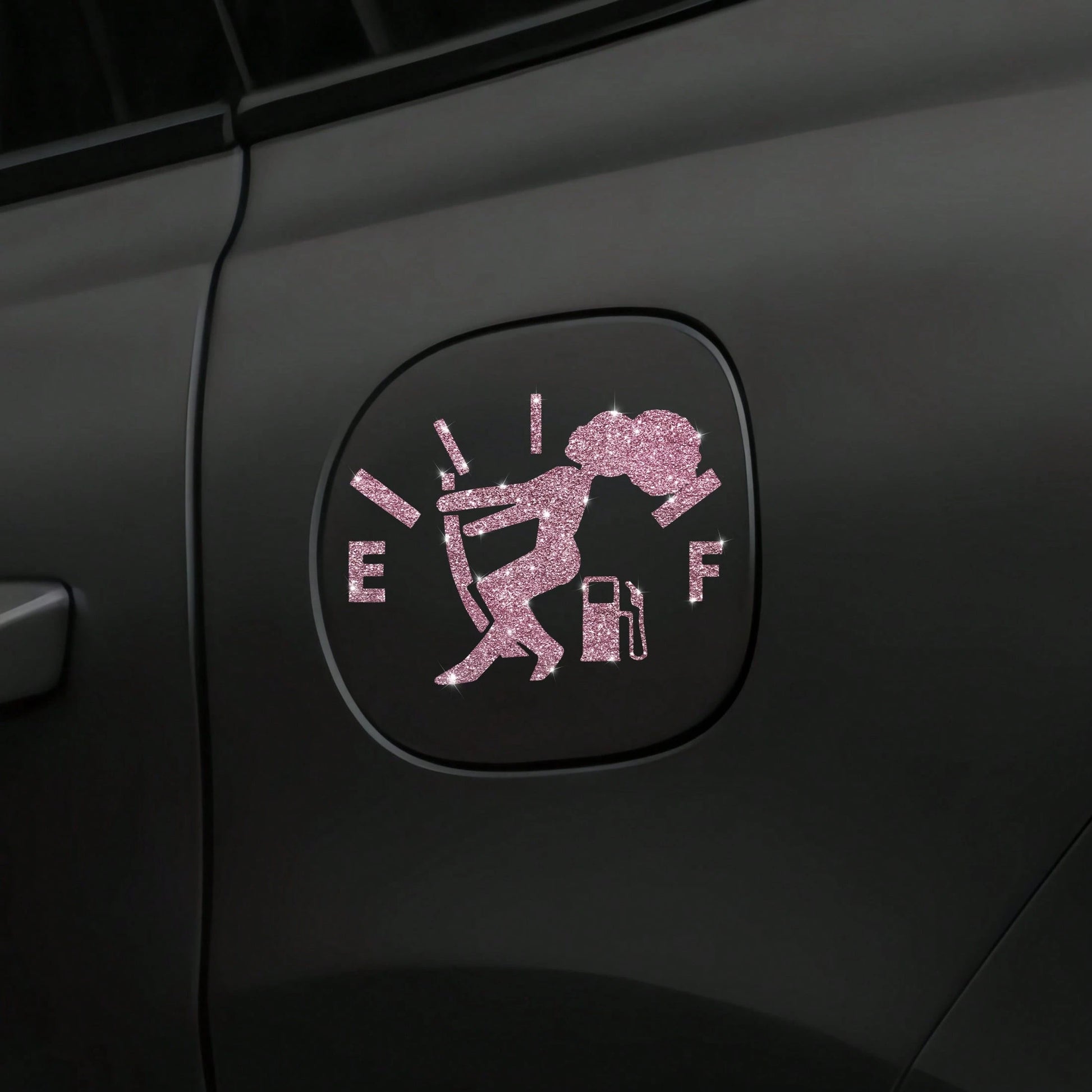 1pc Car Sticker, Fuel Consumption Sticker, Shiny Fuel Tank Cover Sticker, Car Body Fuel Tank Cover Decorative Sticker, Cartoon Reflective Personalized Car Sticker